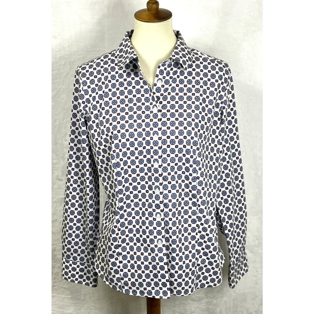 Talbots Women's Blouse Wrinkle Resistant Button Front Multicolor Size Medium